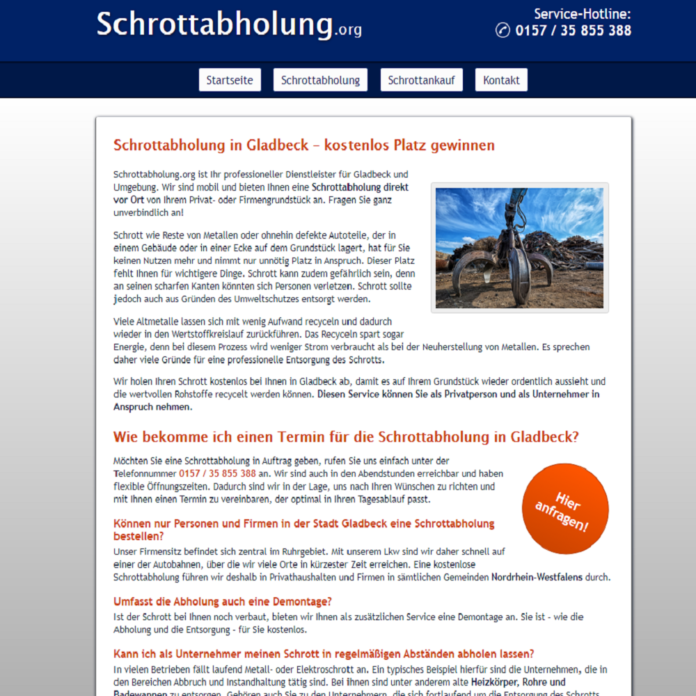 Die Schrottabholung in Gladbeck holt Ihren Altmetallschrott ab