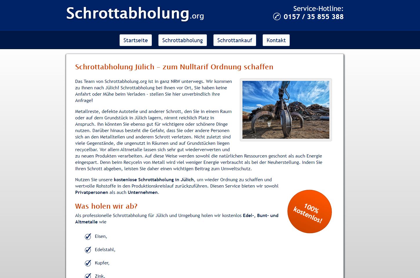 Schrottabholung Jülich – zu jeder Zeit möglich