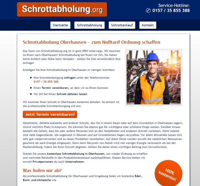 Schrottabholung Oberhausen – fachgerechte Schrottentsorgung im Ruhrgebiet