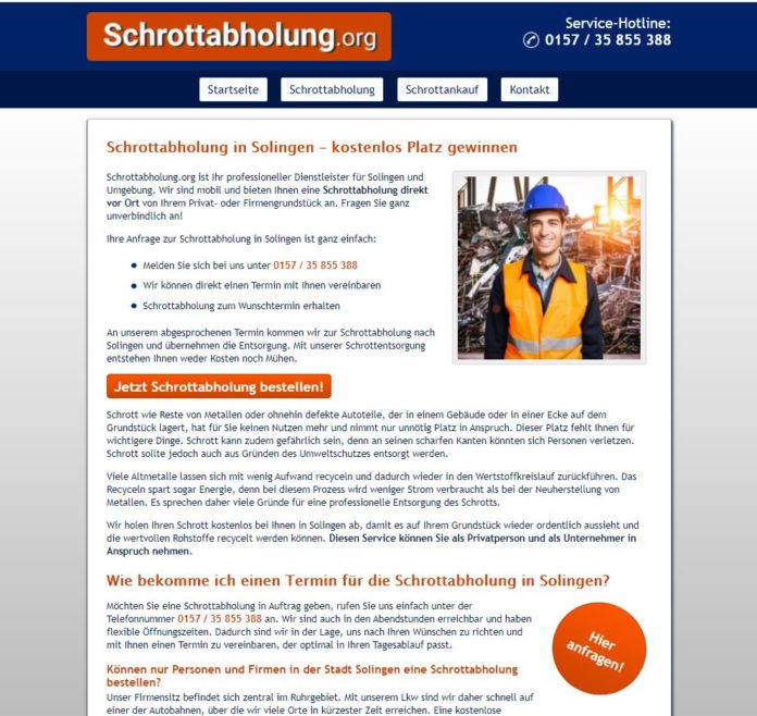 Schrottabholung in Solingen – ordnungsgemäße Entsorgung sichergestellt