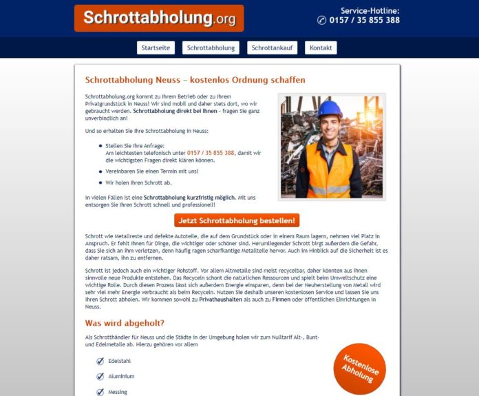 Mit Schrottabholung in Neuss