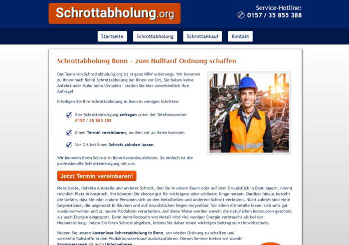 Schrottabholung ist nicht nur in Bonn eine Serviceleistung, der Schrottankauf dagegen eine Vertrauenssache