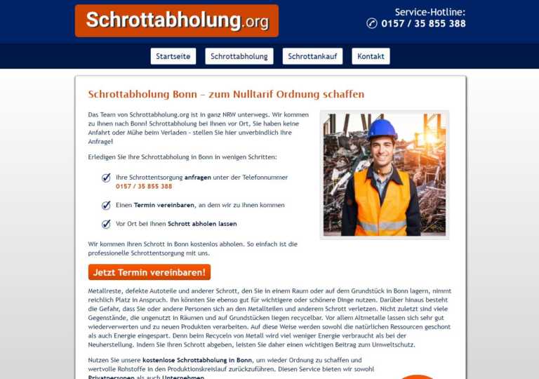 Schrottabholung ist nicht nur in Bonn eine Serviceleistung, der Schrottankauf dagegen eine Vertrauenssache