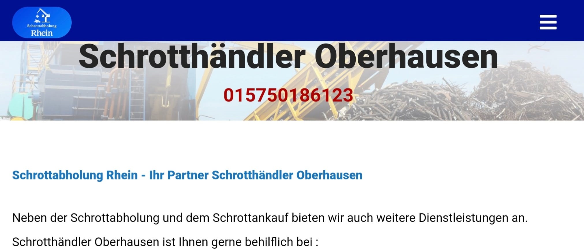 Schrotthändler in Oberhausen! Kümmert sich um Ihren Schrott in Oberhausen