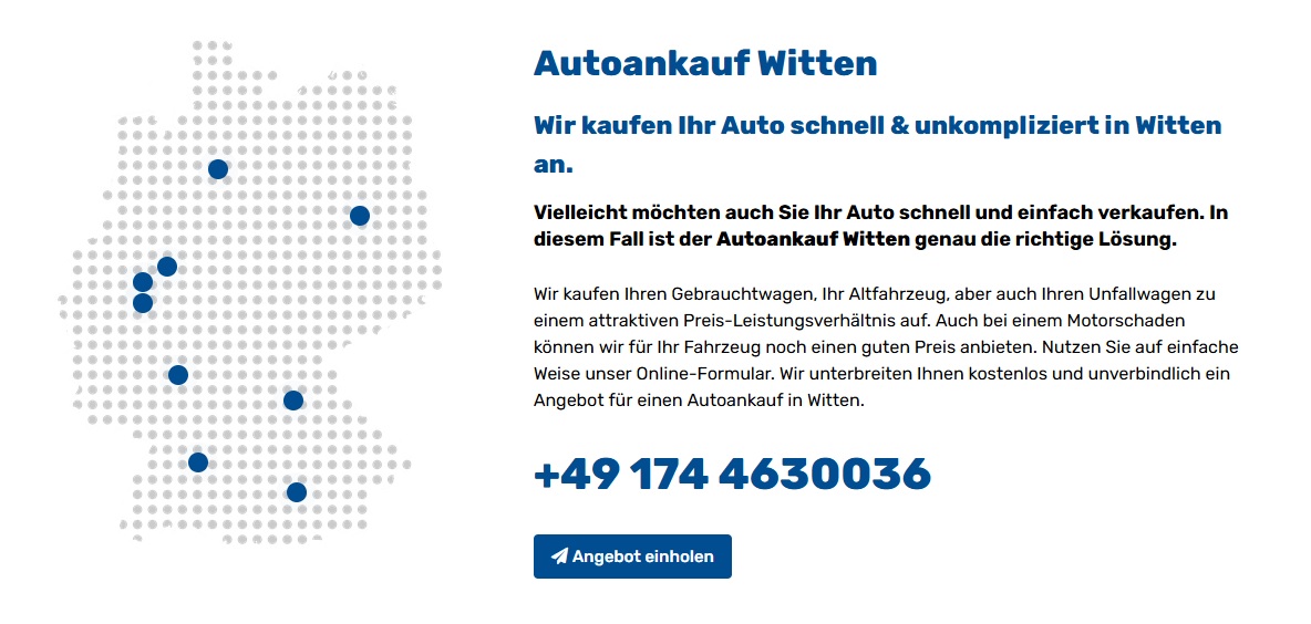 auto ankauf witten 24 banner tel 1 - Wer seinen Gebrauchtwagen mit Mängeln loswerden möchte, kann ihn dem Autoankauf Witten zu Top-Konditionen verkaufen