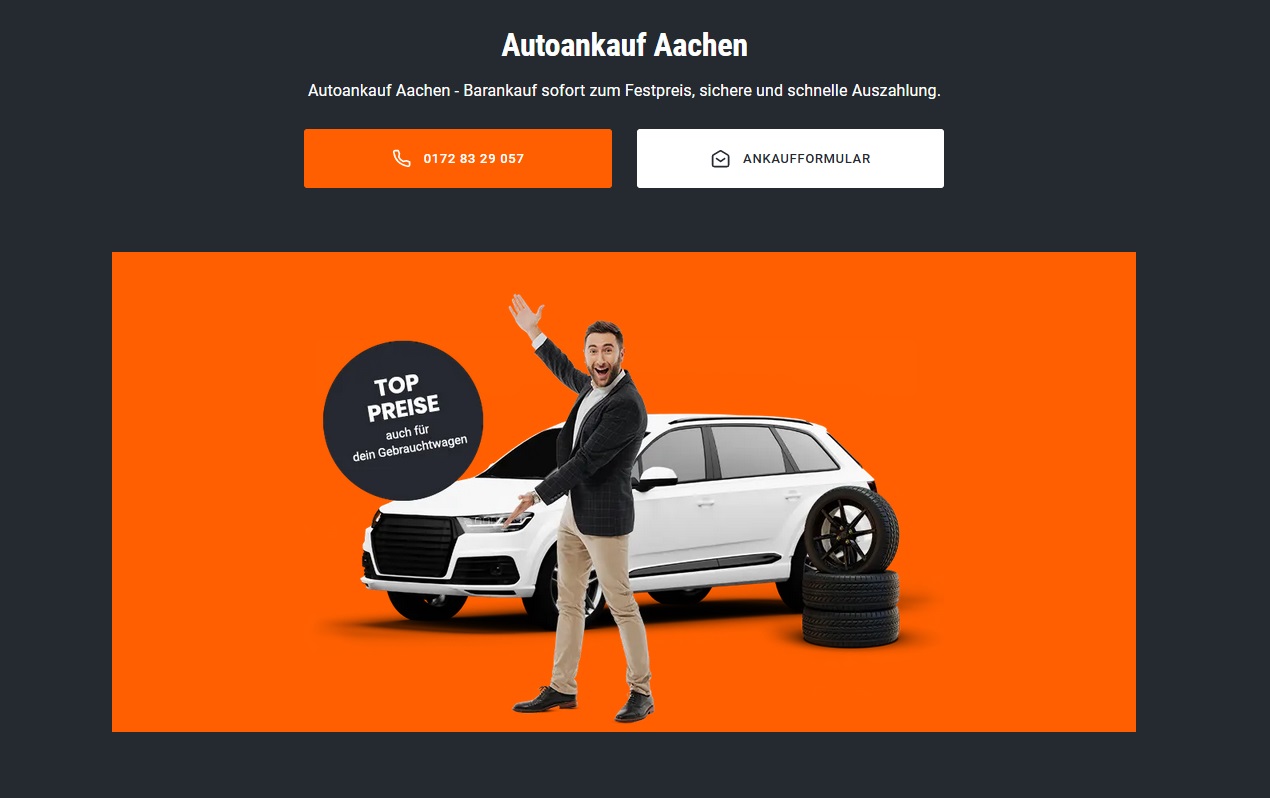 Autoankauf Aachen: Höchstpreise für Ihren Gebrauchtwagen ✓ einfache Onlinebewertung ✓ Auto-ankauf-bundesweit.de kümmert sich kostenfrei um Abmeldung und Transport ✓