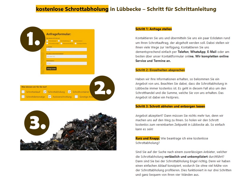 Kostenlose Schrottabholung Lünen ➤ Schrott abholen lassen ✓ Metall ✓ Bauschrott & mehr ☎ 0162 588 6260 – Ihr Schrotthändler!