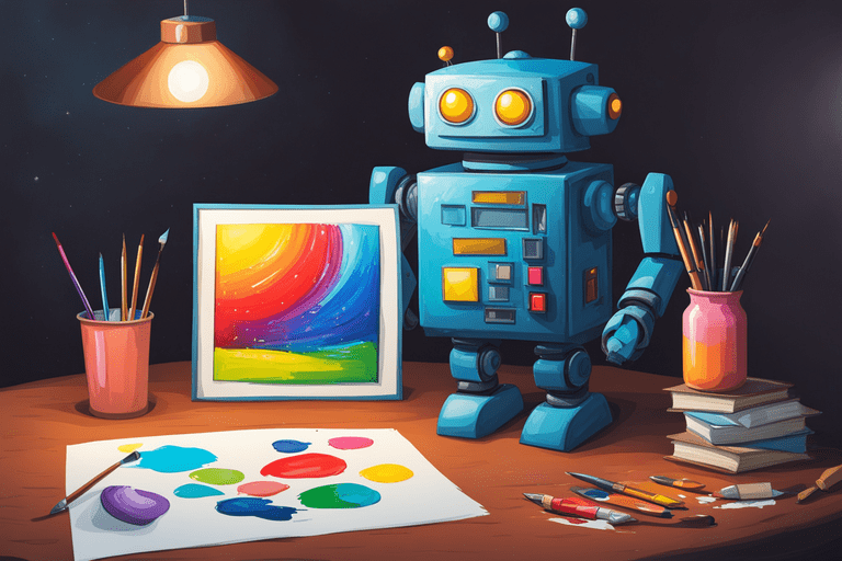 cute robot paint a picture1 min - Effiziente PR-Verbreitung: Welche Tools unterst&uuml;tzen dabei?