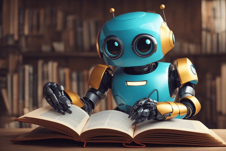 cute robot read stories min - Effiziente PR-Verbreitung: Welche Tools unterst&uuml;tzen dabei?