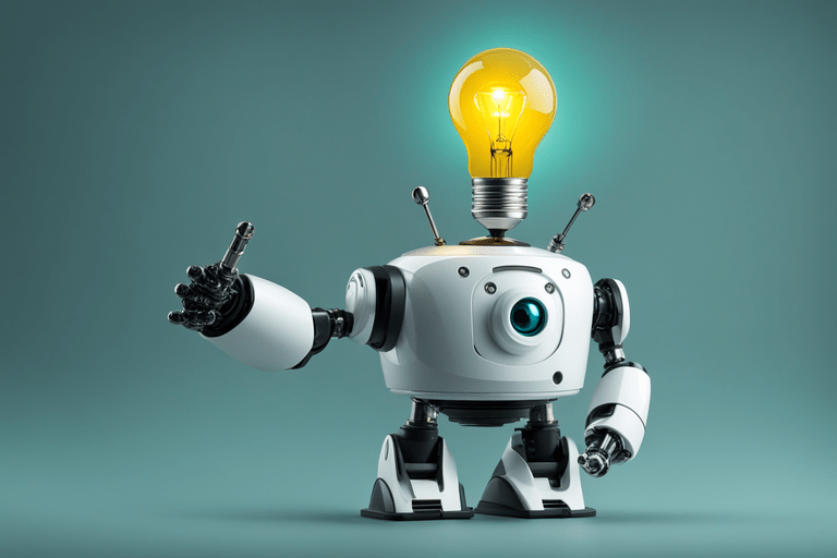 cute robot with an idea light bulb in his hand min - E-Auto-Versicherung der Zukunft: Carpr.de gibt Einblicke in die Trends 2024!