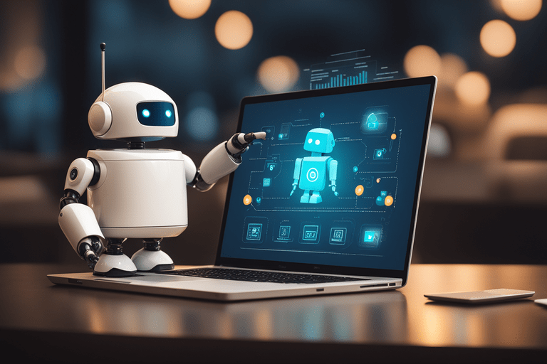 the image depicts an adorable small robot analysis within an animated app environment artificial i min1 - Revolution des Marketings durch KI: Präzise Analysen und innovative Strategien