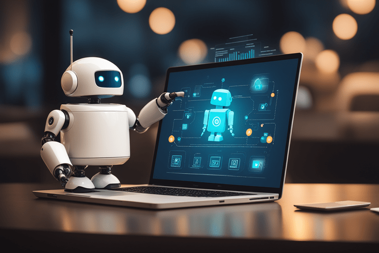 the image depicts an adorable small robot analysis within an animated app environment artificial i min1 - Die Macht der KI im Marketing: Effizienzsteigerung und personalisierte Ansprache