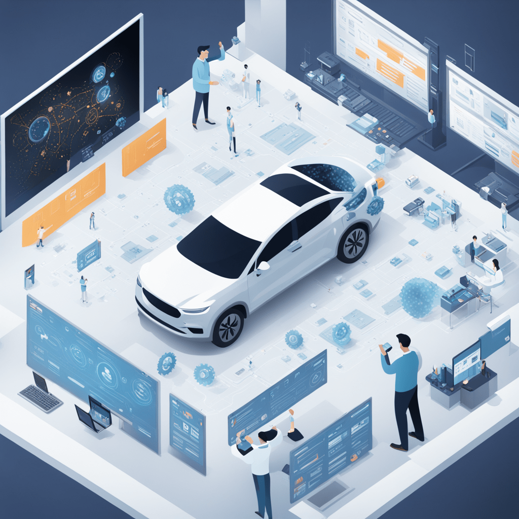 the image portrays an innovative scene showcasing the utilization of artificial intelligence ai to min - Revolutionäres Autohaus Marketing: Der Weg zu Google's Seite 1