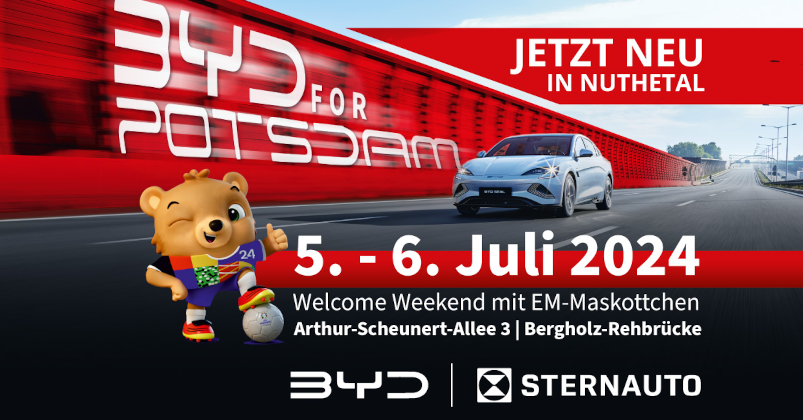 STERNAUTO STERNAUTO eröffnet den ersten BYD Store für die Region Potsdam, bei Berlin in Deutschland