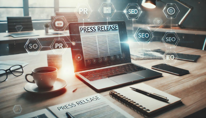 Moderne Arbeitsumgebung mit Laptop und Notizblock, symbolisiert digitale PR und Medienarbeit