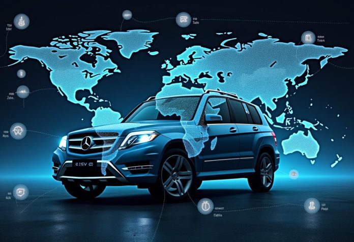 Infografik zeigt die wichtigsten Exportmärkte und wertvollsten Bauteile des Mercedes GLK in der Autoverwertung