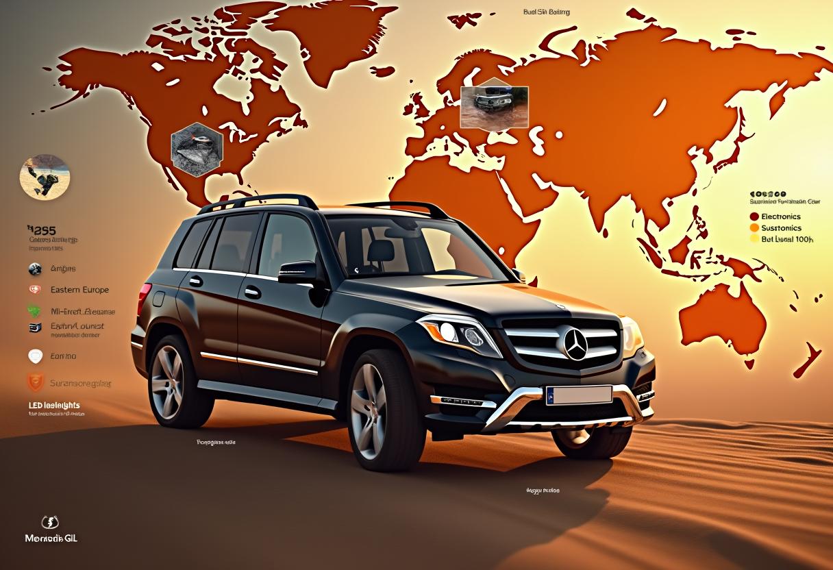 Warum der Mercedes GLK im Export so gefragt ist – Premium-SUV mit hoher Teile-Nachfrage Mercedes GLK auf einem Exporthafen, bereit für den internationalen Fahrzeughandel – Symbol für hohe Nachfrage in Afrika, Osteuropa und China