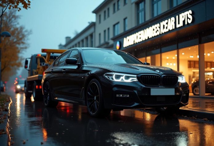 Auto mit Motorschaden wird zur Abholung verladen