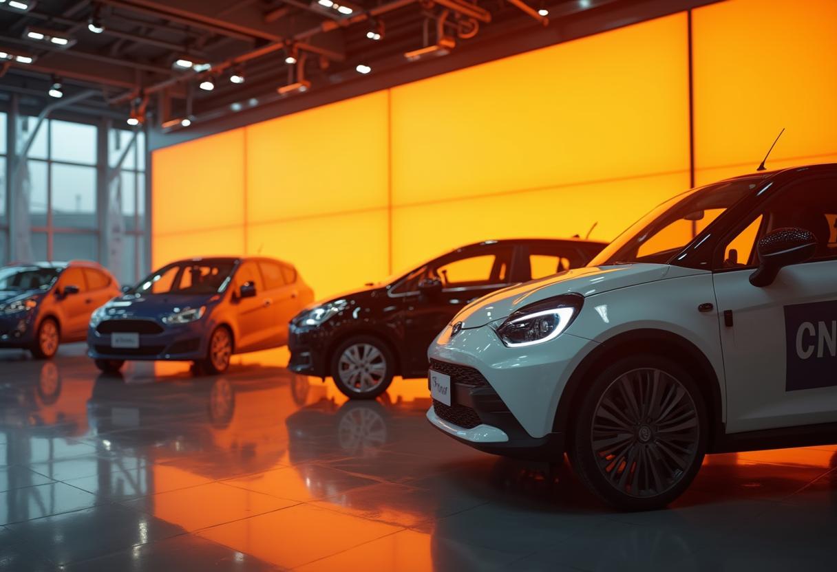 CNG- und Erdgasfahrzeuge 2025 – Auslaufmodell oder Zukunftsalternative Moderne CNG-/Erdgasautos im Autohaus – Symbolbild für die ungewisse Zukunft von Erdgasfahrzeugen