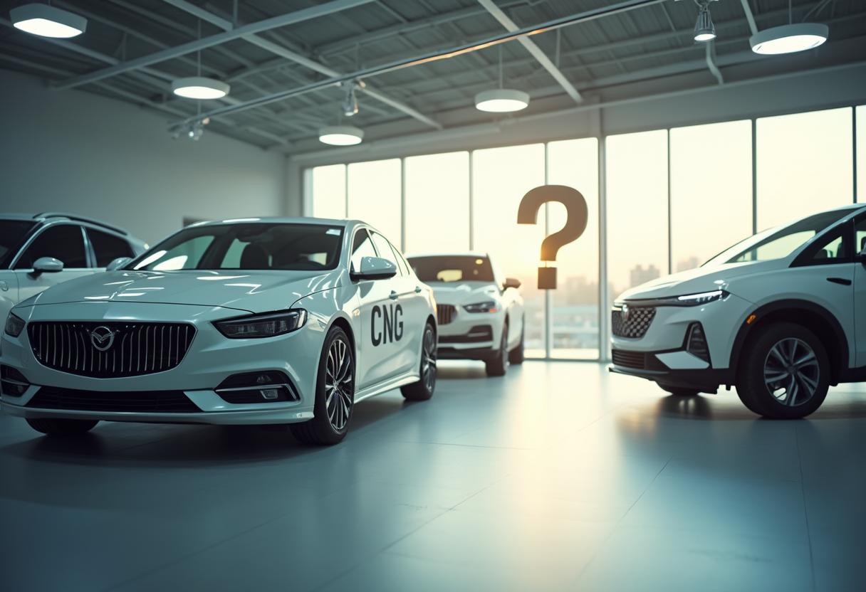 CNG- und Erdgasauto im Autohaus als Symbol für die Frage nach neuen Modellen 2025 in Deutschland